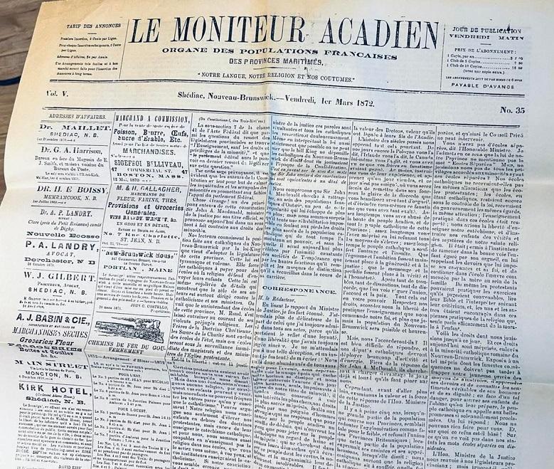 Le Moniteur Acadien 1872
