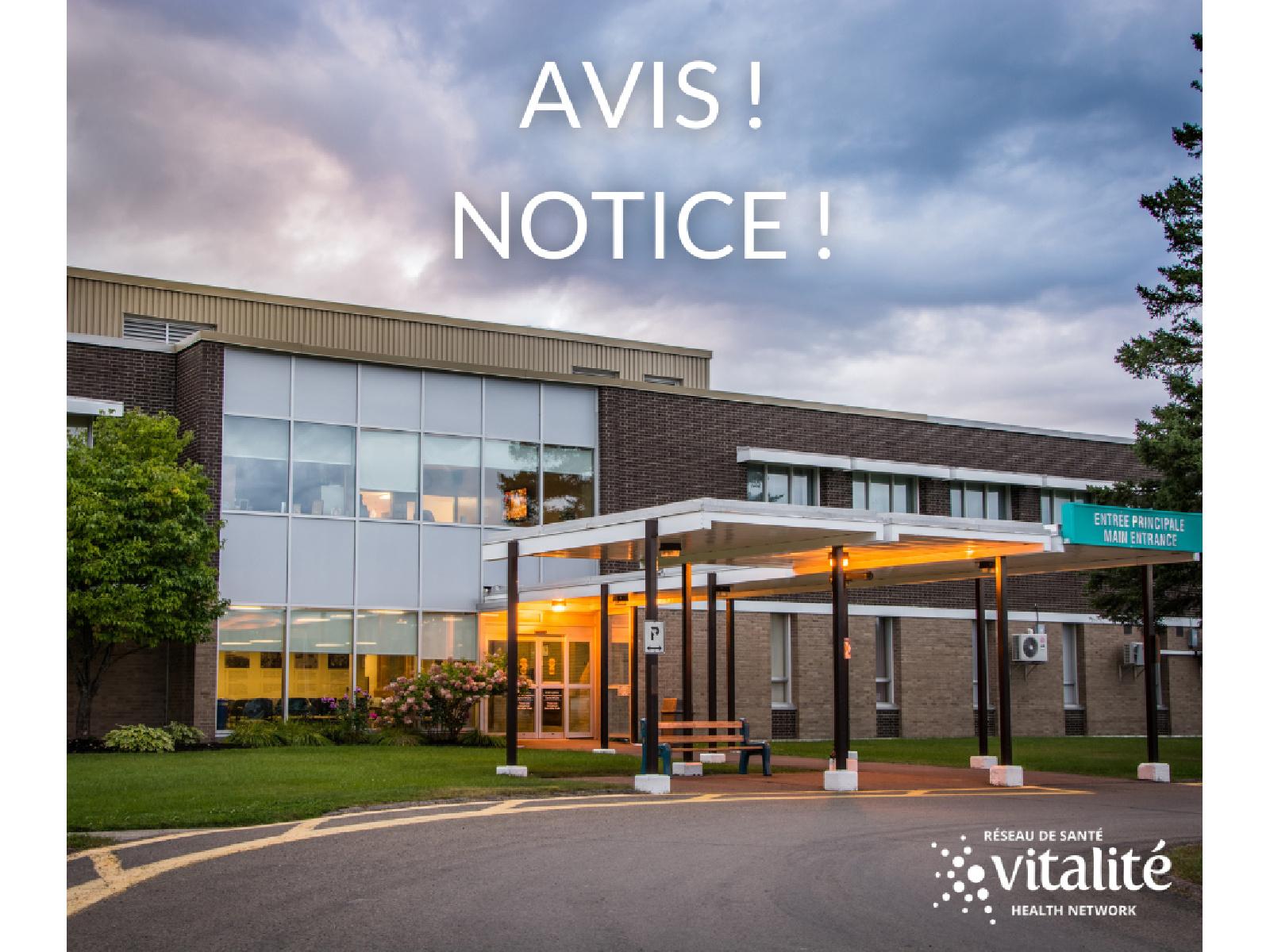 Mesure temporaire : Transfert des cas aigus de l’Hôpital ... Image 1
