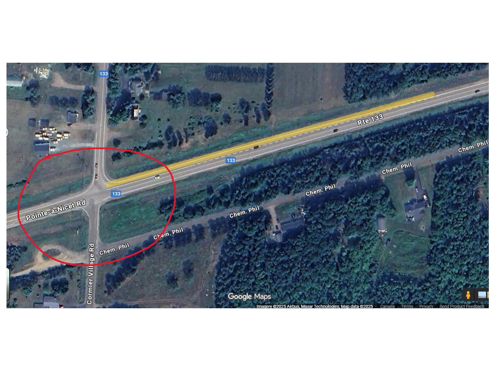 INTERSECTION DANGEREUSE ROUTE 133 À ROBICHAUD
